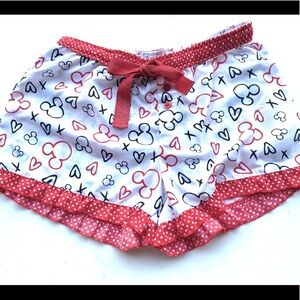 Disney Mickey & Minnie Ruffle Pajama Shorts – Red/White – Size M